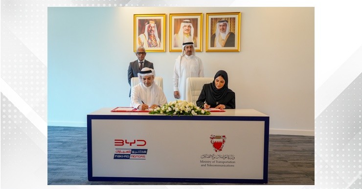 Transportation Minister launches electric vehicle pilot project for airport taxis, opens new Bahrain Post branch